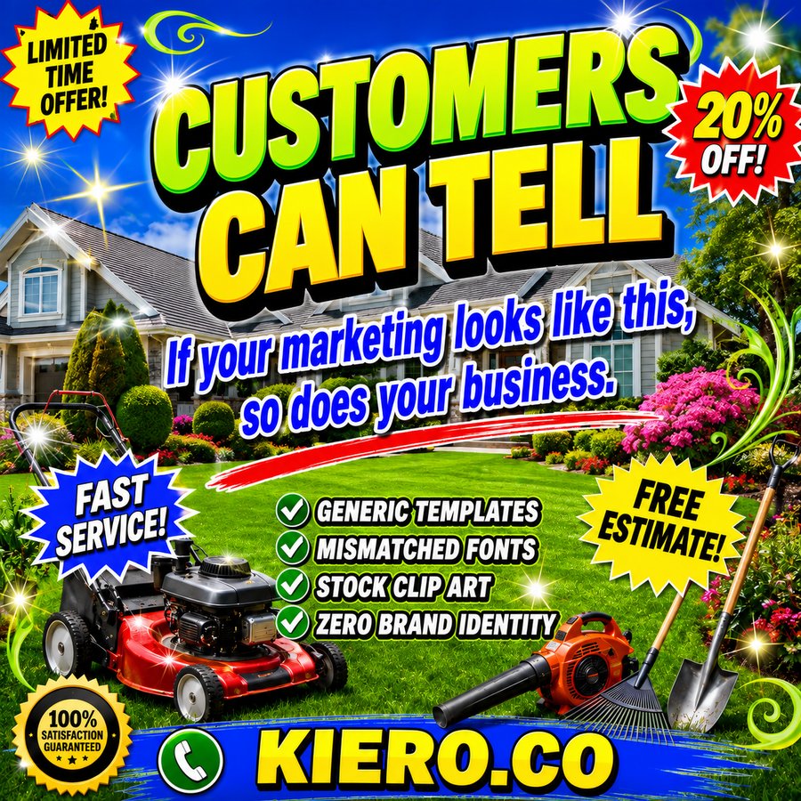 Example of a cluttered, AI-generated-style flyer with generic templates, mismatched fonts, and stock clip art